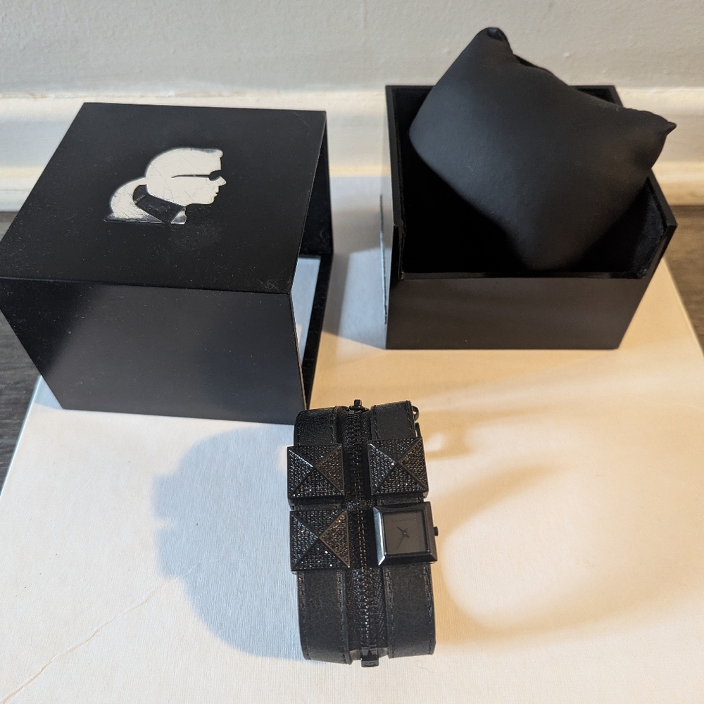Black Studded Watch with Box